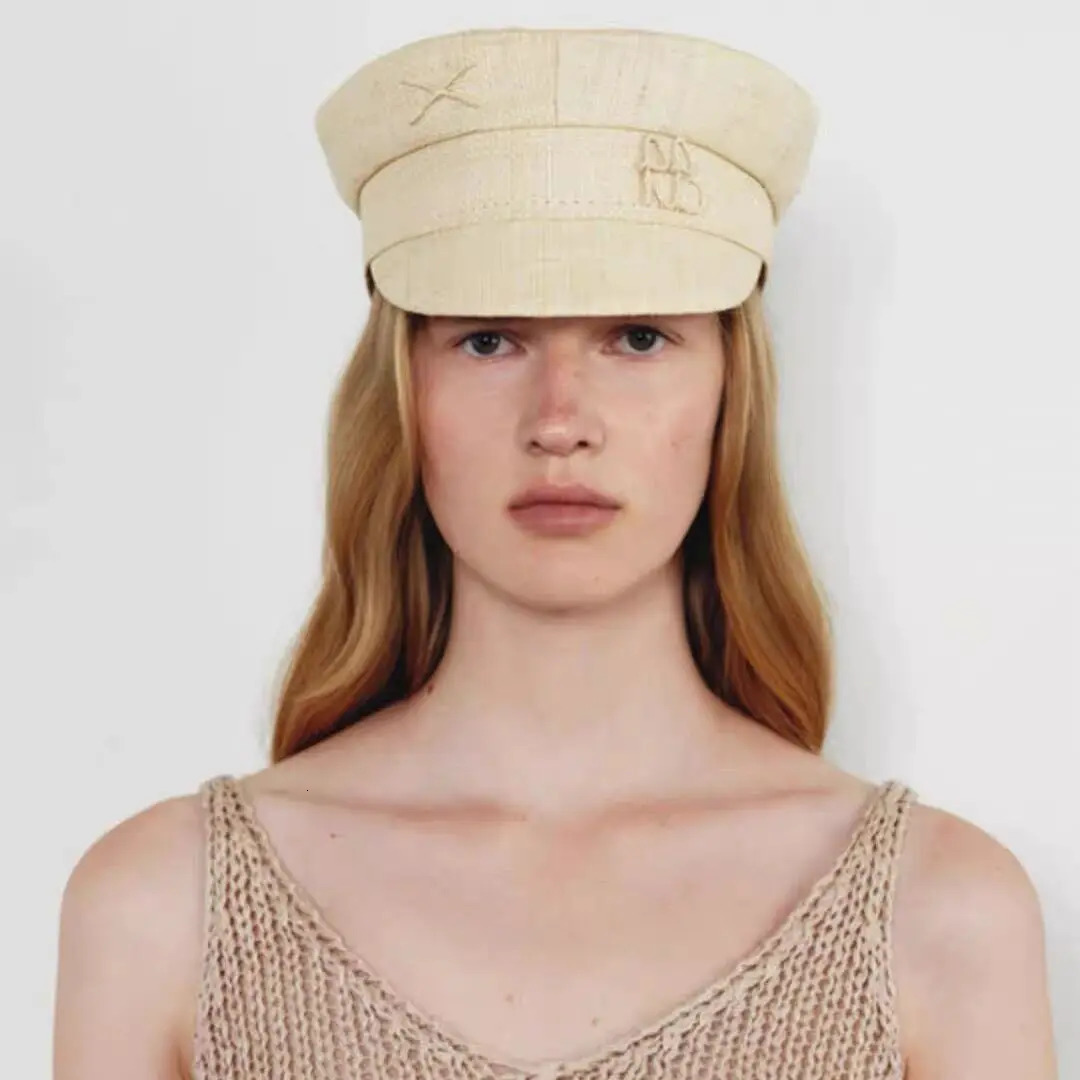 Fashion Women Summer Beret Hats Letter Military Hat Casual Travel Straw Flat Top Hat Large Size Baseball Cap 251031 M260804