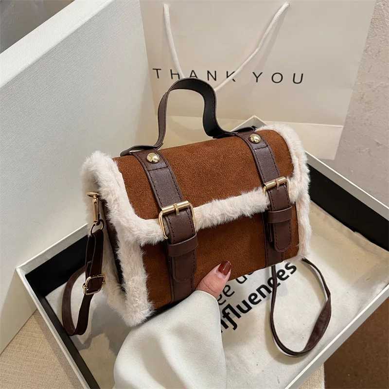 Sacs à bandoulière d'hiver pour femmes sac à bandoulière nouveau sac en velours en peluche d'agneau dame petit sac à main carré Style coréen fran