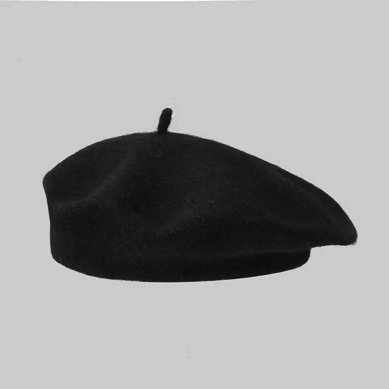 Vintage Winter Warm Wool Plain Beret for Womens Girls Artist Fashion Casual Black Red Beanie Hat Caps Boinas Para Mujer T251031 Z260917