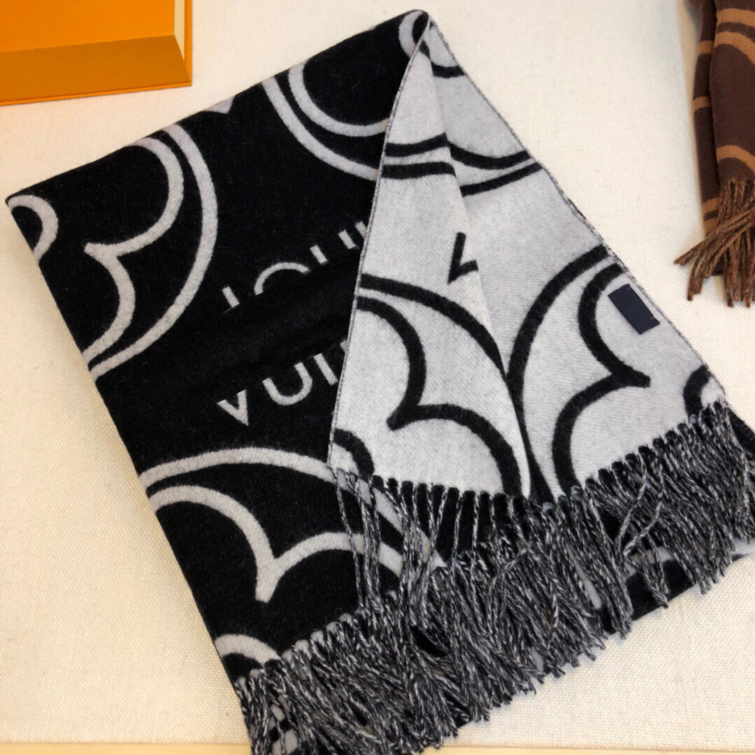 Luxury designer classic printed cashmere thickened neck warmer new winter style fashionable mens unisex warm retro shawl scarf Christmas gift