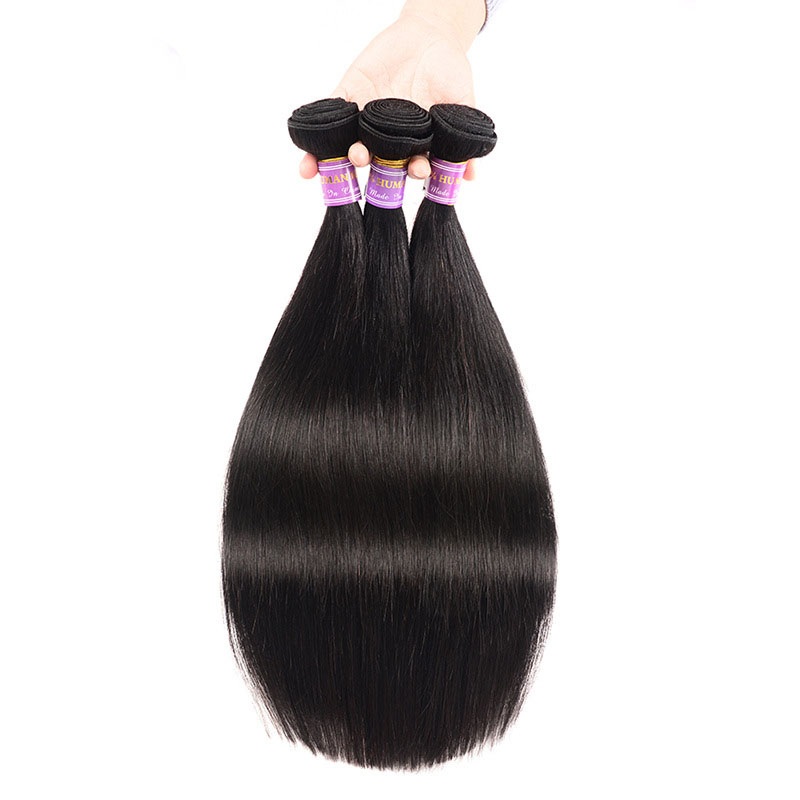Premium Brazilian Straight Virgin Human Hair Wefts Unprocessed Hair Extensions Natural Color 8-30 inch Hair Bundles Daily Outfit-image-474141760