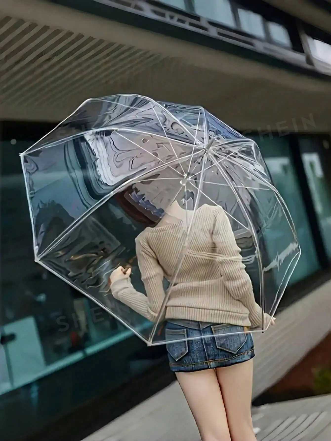 1PC Transparent Autatic Folding Umbrella 8rib WindResistant Design Essential for Cters and Travelers H251031-image-1082574600