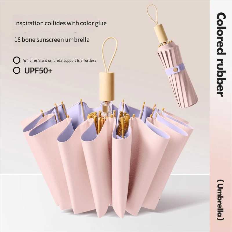 Umbrella for wen with sun and rain three folds thicke and reinforced sun umbrella sun protection traviolet rays stude H251031 M260303-image-1096023116