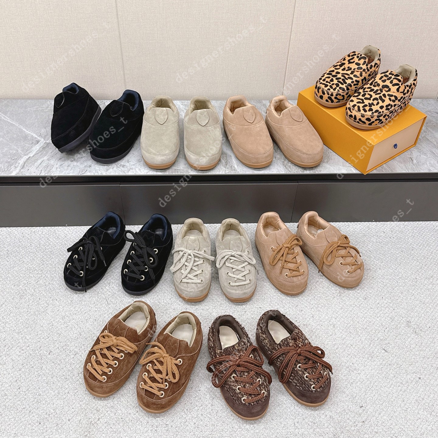 Yeti chaussures Designers Sneaker femmes pain chaussure plate-forme botte hommes formateurs daim Sneaker bout rond chaussures mode léopard bottil