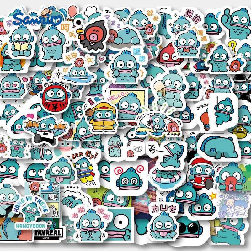 Sanrio 96PCS Sanrio Hangyodon Stickers Cartoon Cute Hand Accounting Stickers Childrens Decorative Water Cup DIY Album Stickers Toys L251031-image-1082635245