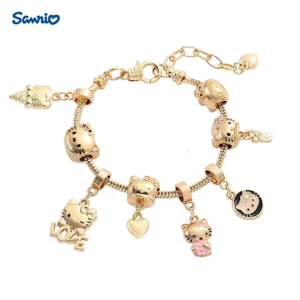 Sanrio Hello Kitty Gold Plated Bracelets With Charms for Women High Quality Fashion Jewelry for Girl Kawaii Party Gifts L251031