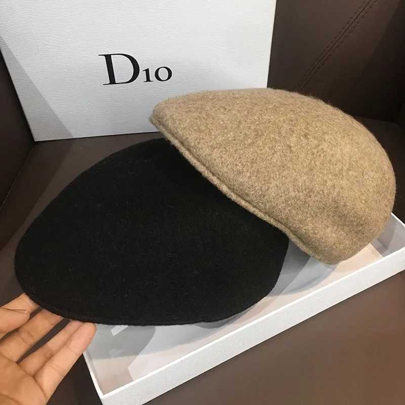 Autumn Winter Newsboy Cap British Retro Wool Beret Korean Style Unisex Warm Peaked Hat Fashionable Winter BeanieT251031