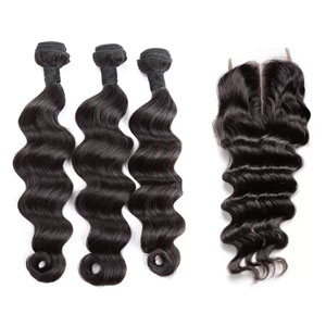 Human Hair Wefts with Closure