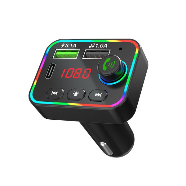 F4 voiture MP3 Bluetooth haut-parleur coloré respiration lumière QC3.1AU disque musique PD Charge rapide double Port accessoires fournitures