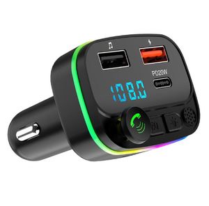 F5 P3 Émetteurs RVB Lumière Ambiante Voiture Lecteur MP3 Bluetooth 5.0 FM Kit Mains Libres Sans Fil 3.1A PD 20W