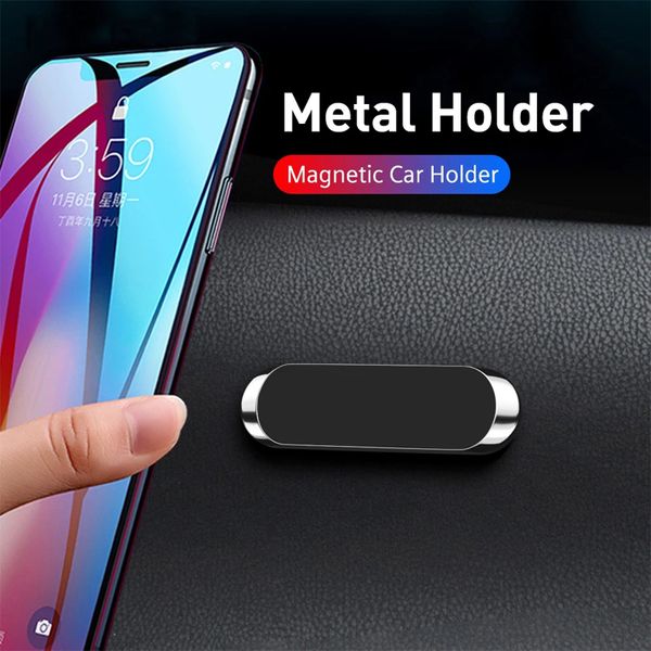 Soporte magnético para teléfono de coche F6, soporte Universal con forma de Mini tira de Metal para iPhone, Samsung, Xiaomi, soporte GPS para pared, oficina y dormitorio