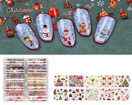 F656 Kerst Stijl 3D Zelfklevende Nail Art Stickers Nieuwjaar Nail Decal Slider Kerstman Sneeuwpop Decoratie Manicure Nagel Wraps T9817471