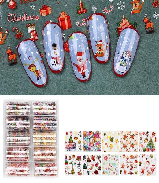 F656 Style de Noël 3D Adhésif Nail Art Stickers New Year Nail Decal Slider Santa Claus Snowman Decoration Manucure Nail Wraps T8736409