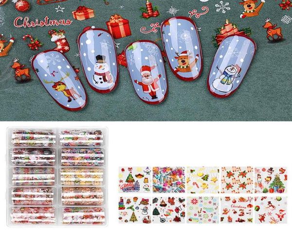 F656 Noël Style 3D Adhésif Nail Art Autocollants Nouvel An Nail Decal Curseur Père Noël Bonhomme De Neige Décoration Manucure Nail Wraps T9817471