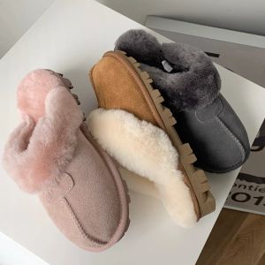 Diseñador Botas de nieve zapatos australianos Mujeres Mujeres Fuerz de invierno Nieve Medio corta dama de piel de oveja zapatillas de piel de oveja y zapatos de lana 35-44