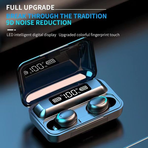 Batería de auriculares Bluetooth F9-6 sin cable Auriculares de doble oído dual de la pantalla TWS Pantalla Touch In-Ear Healphone