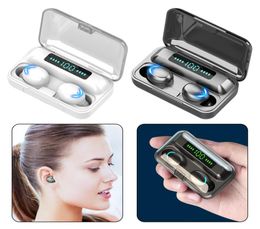 F9 TWS Bluetooth 50 Headsets Volume Control Earphones Portabel Mini -oordopjes Drie scherm Digitale display Video Game Oortonphone2034803