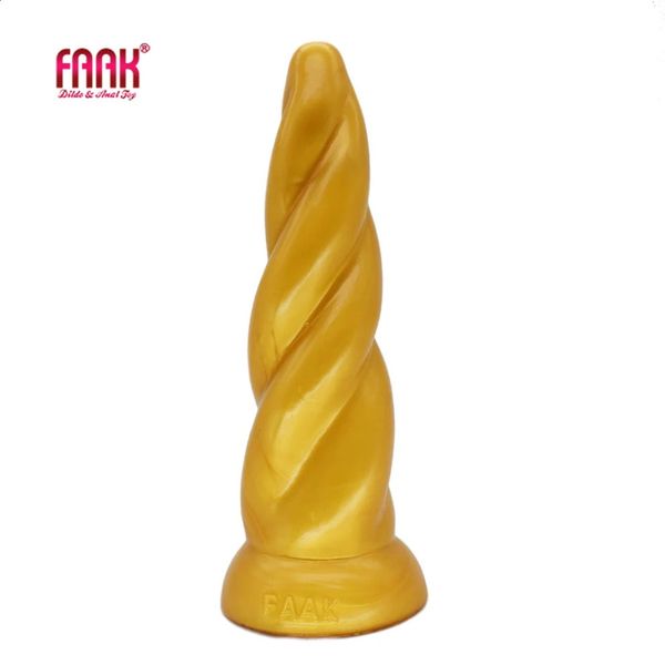 FAAK – plug anal torsadé doré en silicone pour homme et femme, masturbateur, stimulation vaginale, boutique de jouets sexuels, gode big dong, couleur 240130