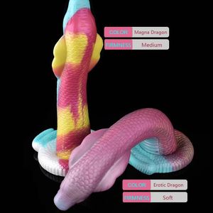 FAAK Énorme Long Gode réaliste Cobra Forme Géant Fantaisie Serpent Pénis Écailles Big Dong Texture Doux Silicone Sex Toys Pour Femmes Hommes 240130