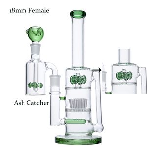 Green White Rociador Hookahs Mushroom Cross Percolador Perc Dab Oil Rigs 5 mm de espesor Big Bongs 18 mm Junta hembra Viene con tazón y Ash Catcher WP2233