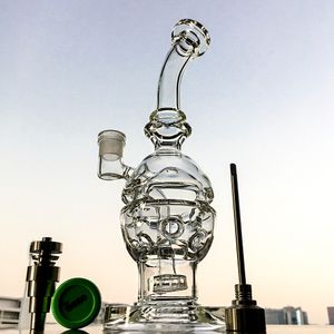 Faberge Egg Bong Hookah Swiss Perc Glass DAB Rig Douchekop PERC Oliereilingen Recycler Waterpijp MFE01 Dubbele beglazing 14 Vrouwelijke Joint