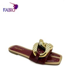 Fabio sandalen metaal cross buckle decoratie dames slippers zomer plat bodem strand flip flops casual schoenen 240410