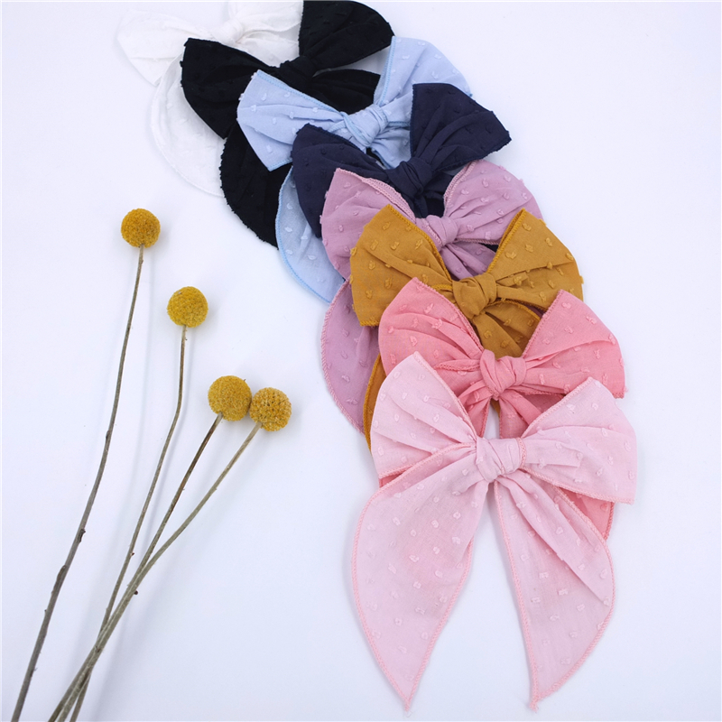Fable Bow Hair Clips for Baby Girls Women Hemmed Hairbow Large Tails Embroidered Hair Bows Accessories Hairgrips