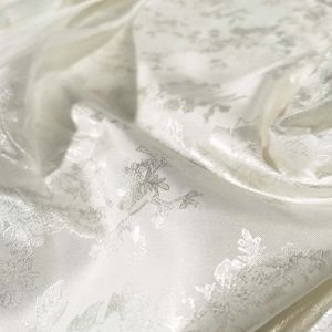 Stof 1 meter x 1,48 meter Elegant natuurlijk witte jacquard satijnen stof zacht polyester materiaal voor sjaal komono voering