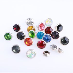 Tissu 100sets 6/8 mm Crystal Ab Trim Rivets Rhingestone Diamond Studs For DIY Crafts Vêtement