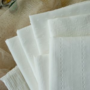 Stof 110x50cm dunne transparante witte snijbloem jacquard pure katoenen stof maken poppenkleding kleding kleding doek 230419