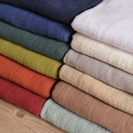Tissu 130x50cm mince couleur unie traitement de lavage au sable coton lin tissu flammé tissu doux bricolage robe robes vêtements à la main 230419