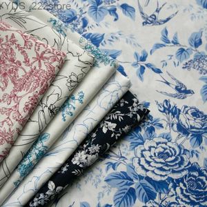 Stof 140x50cm Klassiek Blauw en Wit Porselein Rose Poplin Katoenen Doek Shirtjurk Zomerkleding Diy Stof YQ231109