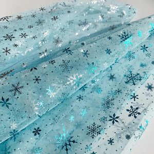 Tela 150 * 100 cm Copo de nieve Tul Arco iris Plata Estrella de nieve DIY Tela hecha a mano para vestido de bebé Suministros de ramo de cumpleaños de boda 231124