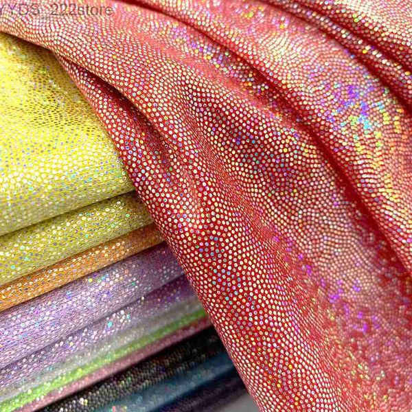 Tissu 150 cm * 50/100 cm paillettes Laser Polyester tissu irisé holographique fête de mariage fond poupée vêtements décor matériel bricolage YQ231109