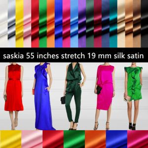 Tissu 19 MM Tissus En Satin De Soie Pour La Couture Par 0,5 Mètres Lycra Stretch Charmeuse Nature Tissu De Mûrier Quilting Patchwork DIY Cultivé