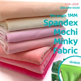 Stof 1 mm stapel Mochi Minky-stof 95% polyester 5% spandex Textielstof Stretch vierzijdig Superzachte pluche stof voor doe-het-zelf naaien Speelgoed