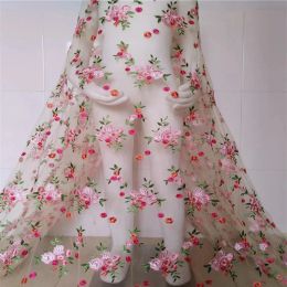 Tissu 1yard 140cm travail lourd soluble broderie couleurs fleur maille tulle dentelle tissu bricolage mode robe de mariée vêtements accessoires