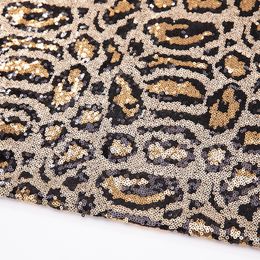 Stof 1yard 3mm Leopard Print Symphony Pailletten Stof 3D Pailletten Geborduurde Stof op maat gesneden voor Kleding Achtergrond Decor 230613