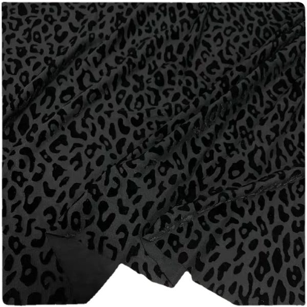 Tissu 1yard noir léopard flocage velours tissu Spandex maille tissu extensible africain dentelle tissu par cour pour robe bricolage couture vêtements