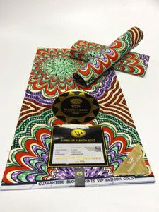 Tissu 2021 Vente en gros Meilleur tissu de cire d'or africain de haute qualité Nigeria Golden Ankara matériaux de cire imprimés 6 mètres / pcs pour robe