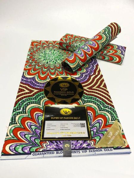 Tela 2021 Venta al por mayor Best One African Golden Wax Telas de alta calidad Nigeria Golden Ankara Materiales de cera impresos 6 yardas / piezas para vestido