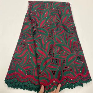 Tissu africain nigérian en dentelle de Tulle de haute qualité, broderie de robe de soirée à paillettes, tissu Guipure français pour la couture, 5 mètres, 2022