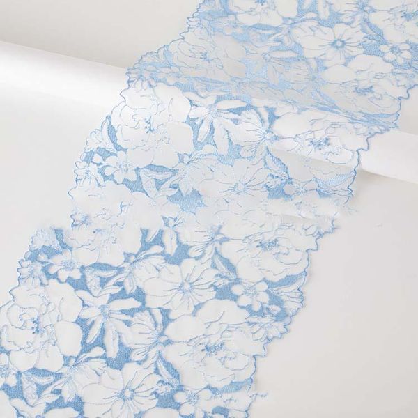 Tissu 20 mètres bleu brodé dentelle garniture tissu floral maille manches soutien-gorge robe lingerie couture sous-vêtements passementerie de haute qualité