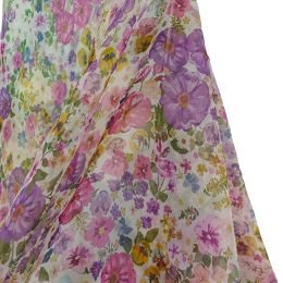 Tissu à fleurs en Organza Vintage, 3/5/10 yards, pour robes d'été, tissu à coudre transparent avec imprimés de fleurs