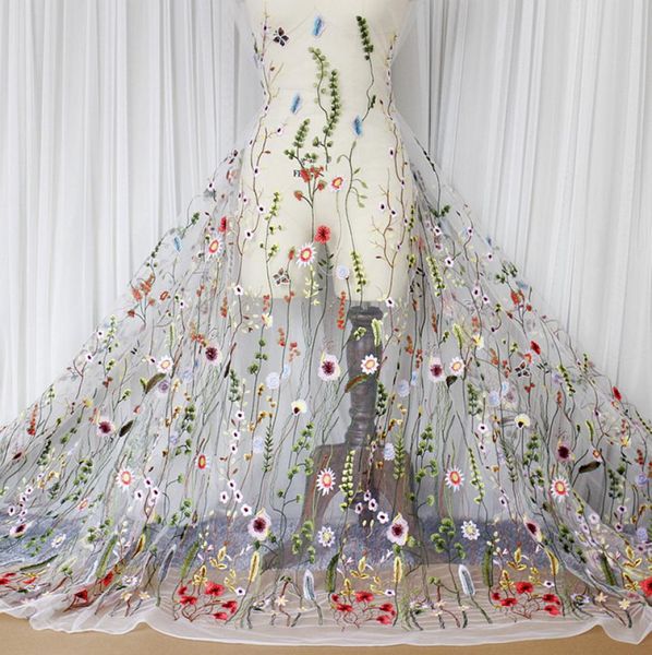 Tissu 3D Floral brodé Tulle Textile maille matériel dentelle fleur mariée haut 10 robes de mariée Cloth6609660