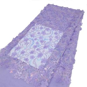 Tissu 3D fleurs en bleu français dentelle tissu 2023 haute qualité dentelle Net africain dentelle tissu avec perles dentelle tissus pour mariage