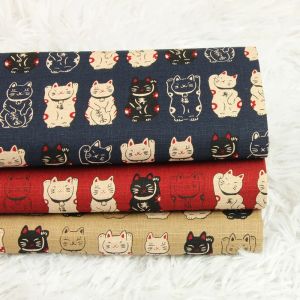 Tissu 45 * 110cm bambou coton dessin animé chat chat imprimé matériau de couture tissu pichonage patchwork aiguille bricolage sac en tissu à la main