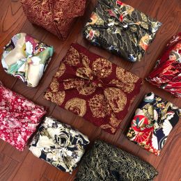 Tissu 45cm 70cm 90cm Laisser Geisha Fan Style Emballage Emballage Tissu Furoshiki Mandkerchiefs Fleur Tissu traditionnel Tissu traditionnel