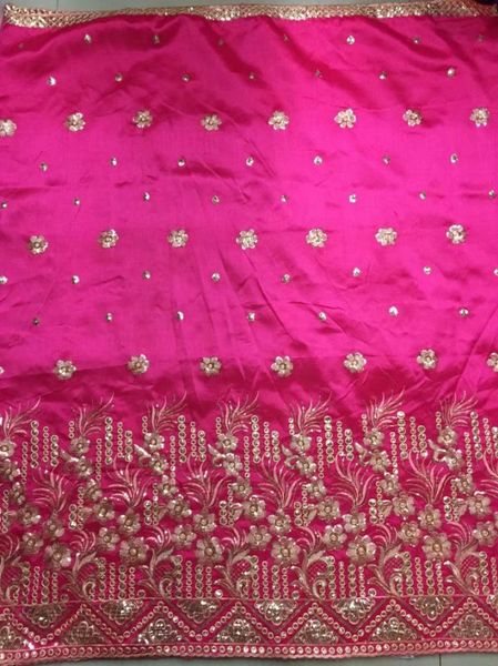 Tissu 5 yards / pc Vente chaude Fuchsia George en dentelle avec petits paillettes dorées broderie en dentelle en coton africain pour vêtements JG125