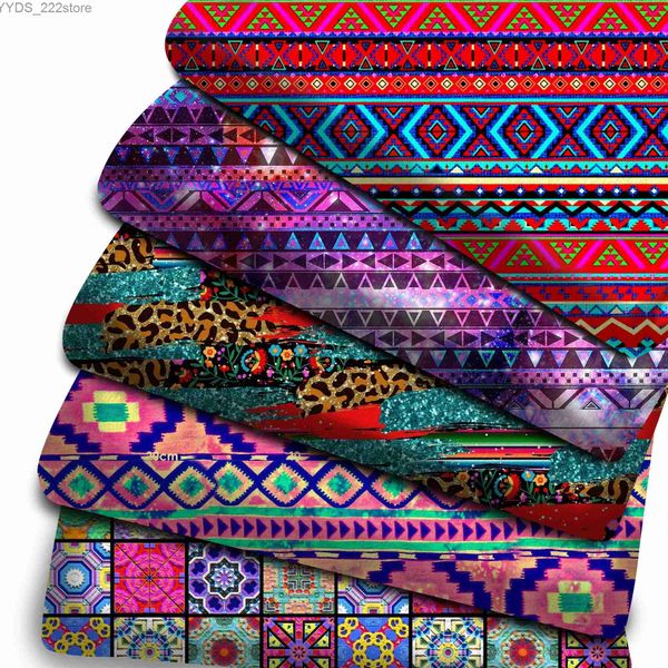 Tela 50*145 cm patrón tribal azteca tela de algodón poliéster para costura de tejidos tejidos acolchados Material de costura DIY para muñecas 1Yc24535 YQ231109